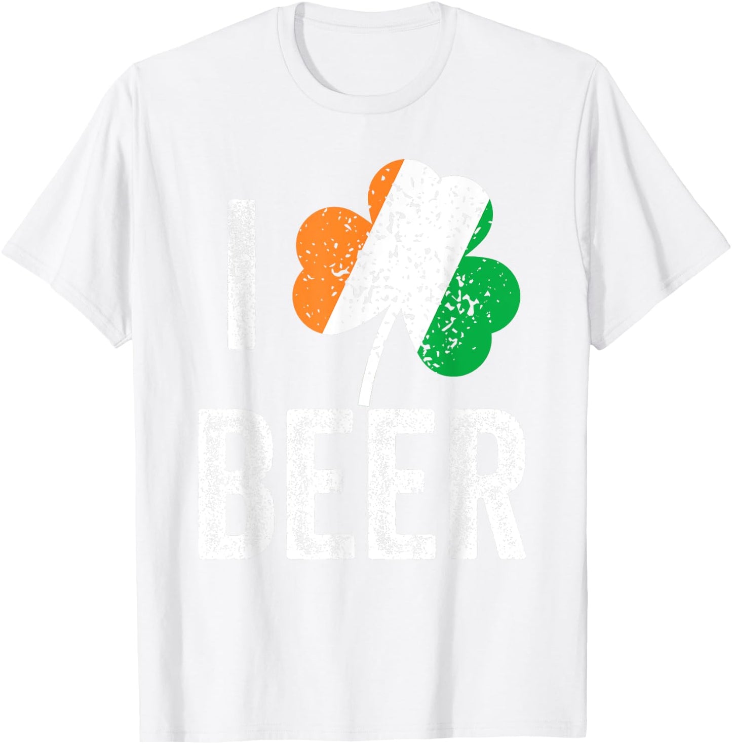 Drinking Saint Patricks Day Irish Flag Shamrock I Love Beer T-Shirt - T-Shirt | White