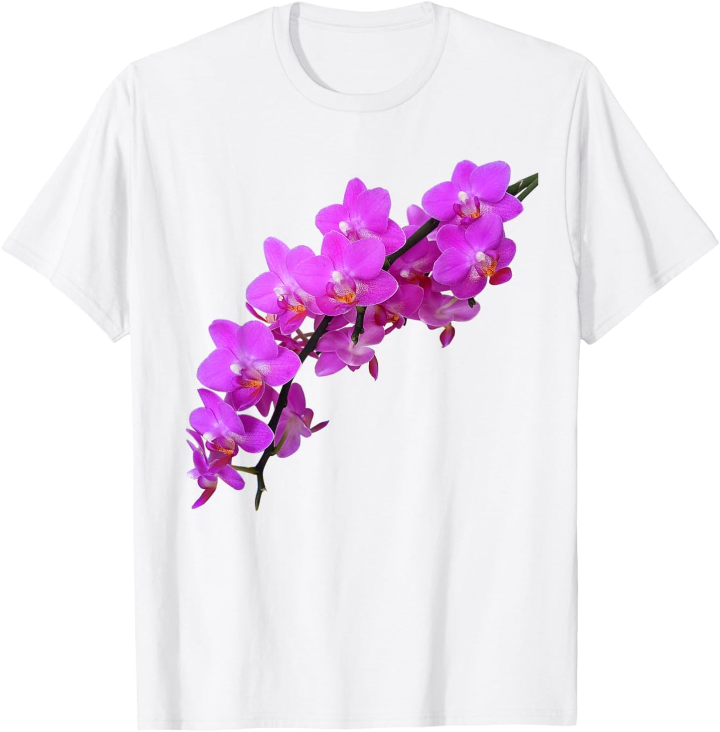 Branch of Pink Magenta Phalaenopsis Orchids 2 Shapes Mania T-Shirt - T-Shirt | White