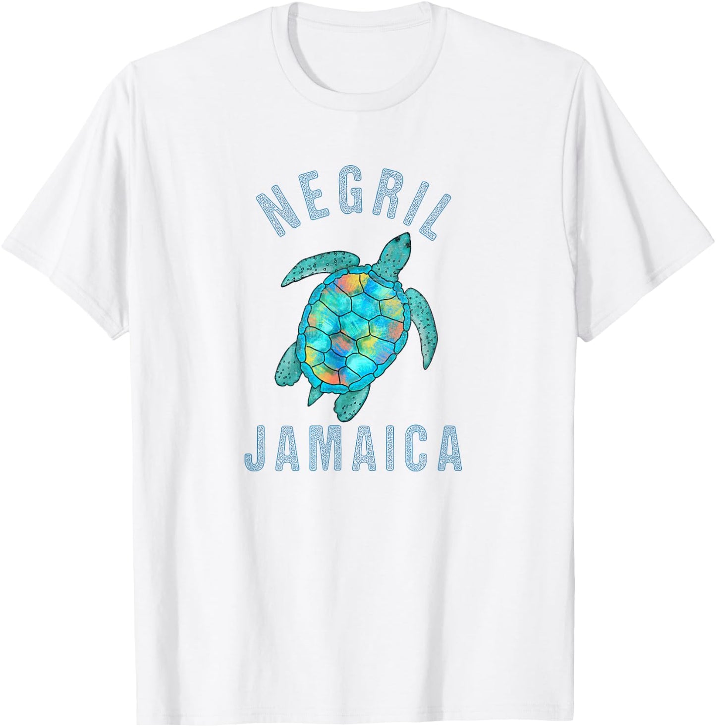 Negril, Jamaica Beach Design / Sea Turtle Illustration Gift T-Shirt - T-Shirt | White