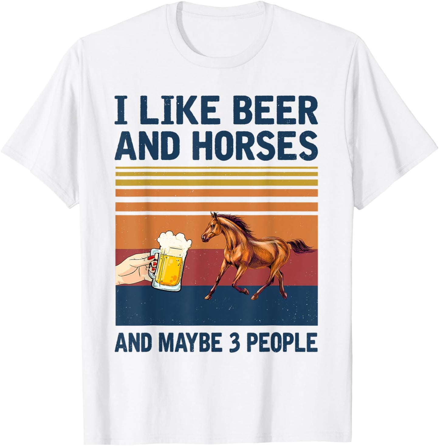Vintage I Like Beer and Horses maybe 3 people T-Shirt - T-Shirt | White