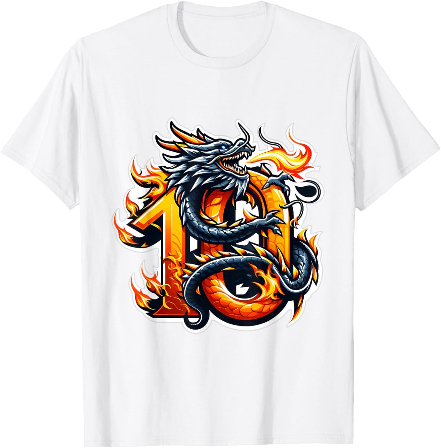 Turning 10 Years Old Dragon Birthday Party 10th Boy, Girl T-Shirt - T-Shirt | White