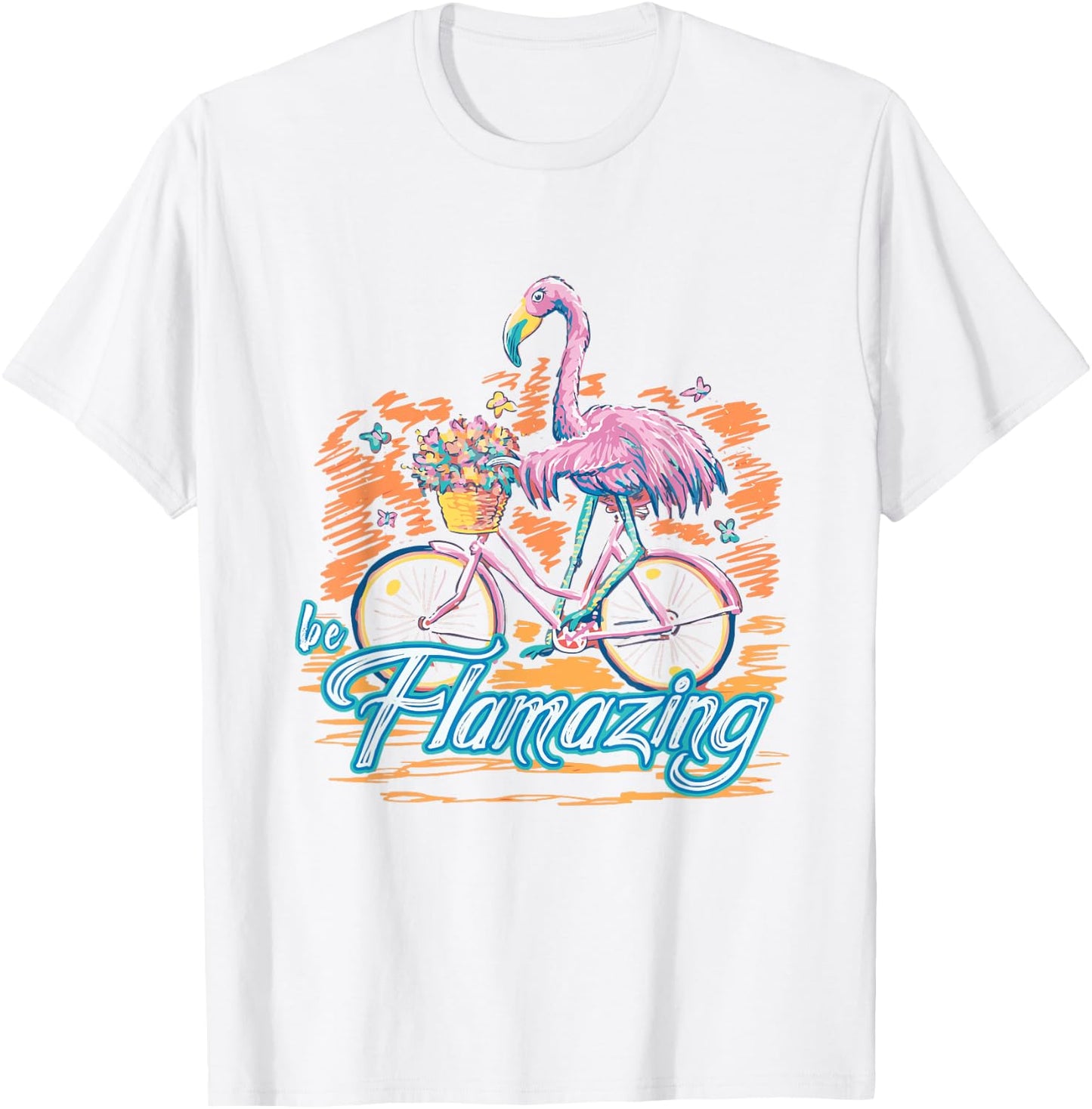 Be Flamazing Funny Flamingo Bicycle Lover Summer Vibes Women T-Shirt - T-Shirt | White