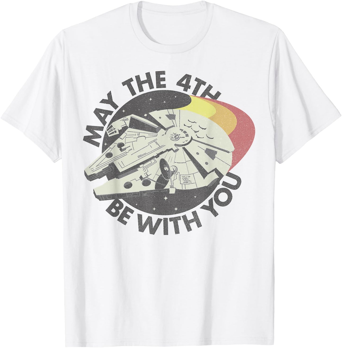 Star Wars Millennium Falcon Retro May The 4th Be With You T-Shirt - T-Shirt | White