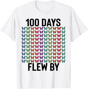 100 Days of School Flew By Butterfly Girls Butterflies Cute T-Shirt - T-Shirt | White