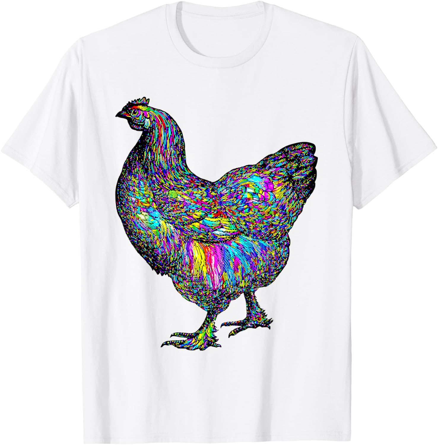 Psychedelic Chicken Bird T-Shirt - T-Shirt | White