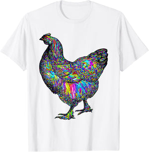 Psychedelic Chicken Bird T-Shirt - T-Shirt | White