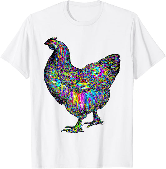 Psychedelic Chicken Bird T-Shirt - T-Shirt | White