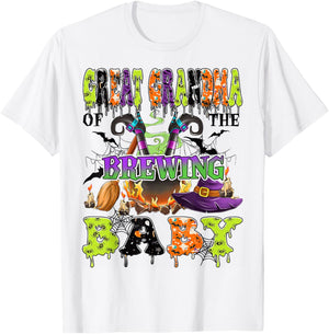 Great Grandma Of The Brewing Baby Halloween Baby Shower T-Shirt - T-Shirt | White
