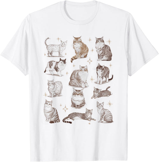 Vintage 90s Tattoo Cat Retro Kitten Nature Funny Cats T-Shirt - T-Shirt | White
