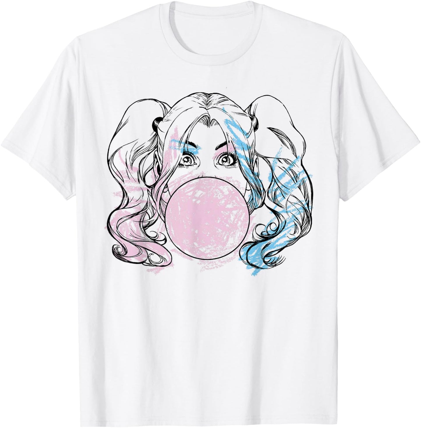 DC Comics Batman Harley Quinn Crayon Outline Small T-Shirt - T-Shirt | White