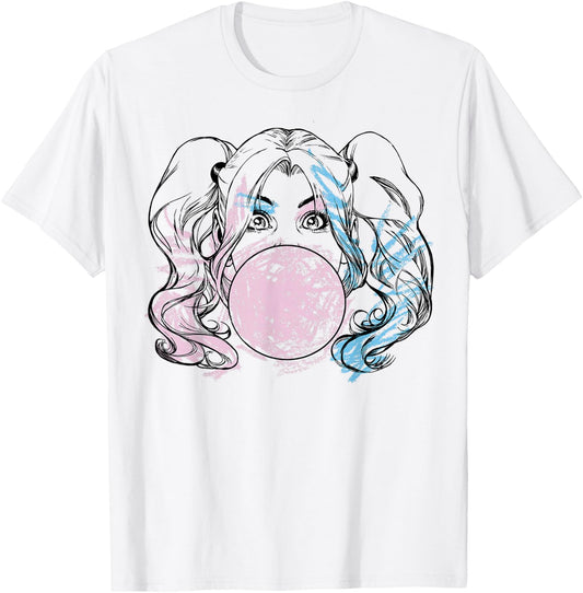 DC Comics Batman Harley Quinn Crayon Outline Small T-Shirt - T-Shirt | White