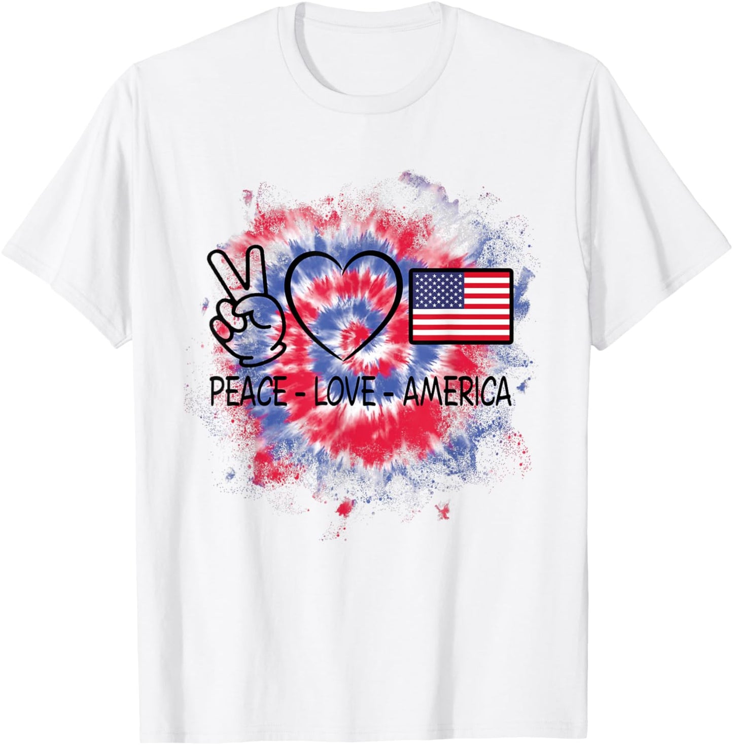Peace Love America Tie Dye 4th Of July Shirts Kids Girls T-Shirt - T-Shirt | White