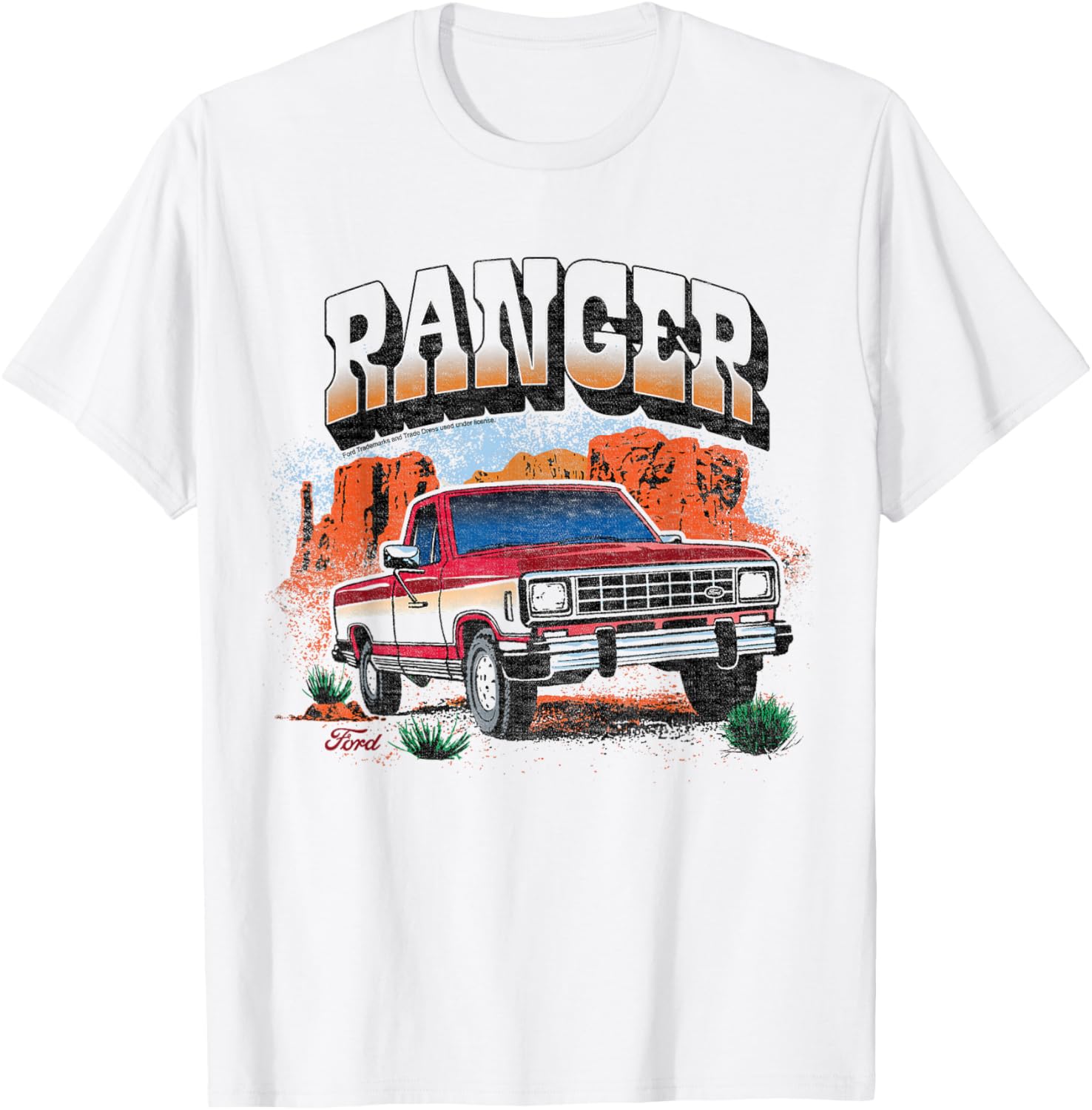 Ford - Ranger Truck 1983 Outdoor Desert Mountain Landscape T-Shirt - T-Shirt | White