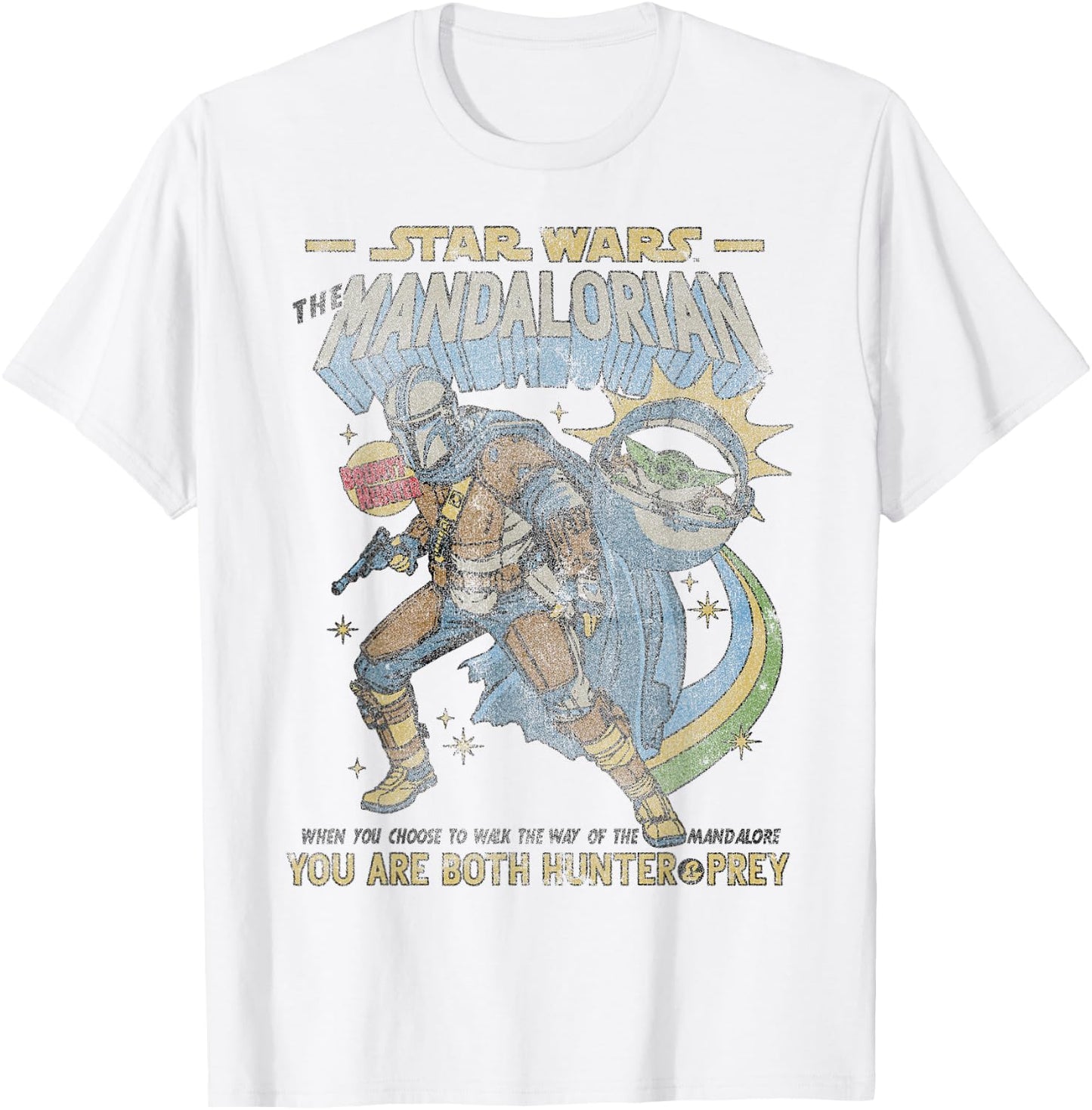 Star Wars Mandalorian Comic Poster T-Shirt - T-Shirt | White