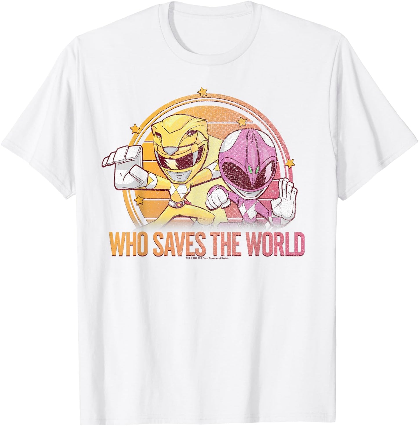Power Rangers Pink & Yellow Ranger Who Saves The World T-Shirt - T-Shirt | White