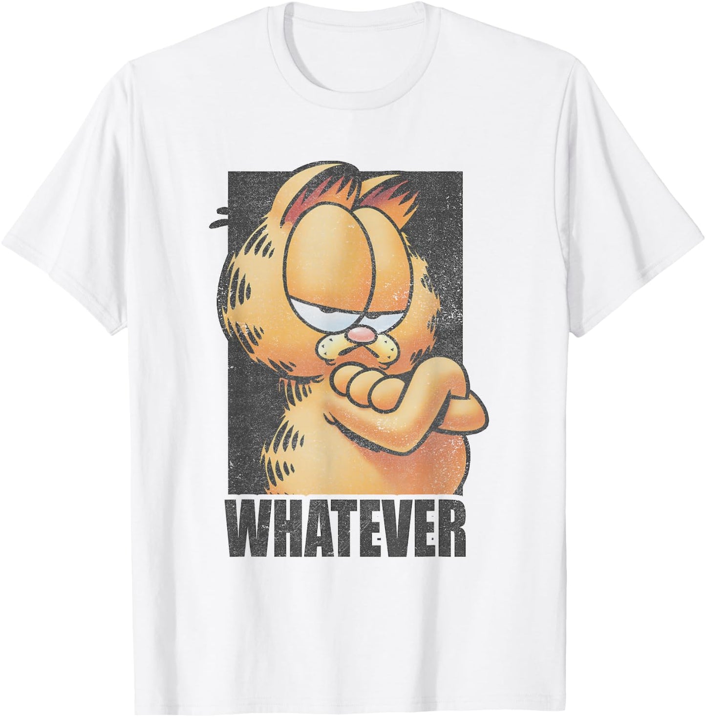 Garfield Whatever Retro Vintage Grumpy Orange Cat Poster T-Shirt - T-Shirt | White