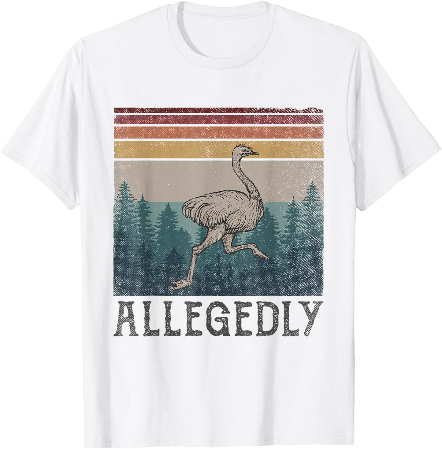 Allegedly Ostrich Vintage Retro Funny Bird Lover T-Shirt - T-Shirt | White