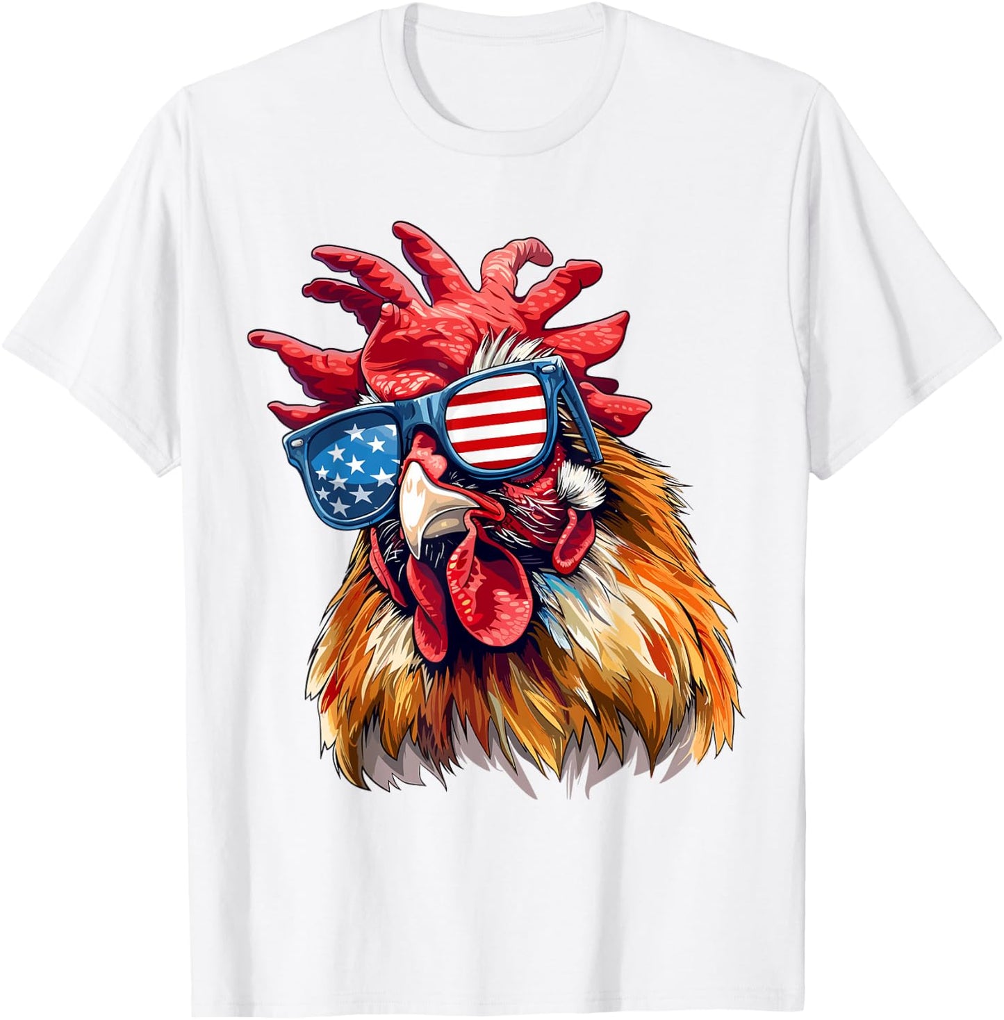 Chicken USA Flag Funny Chicken Lovers Mom Dad 4th of July Women Kids Men T-Shirt - T-Shirt | White