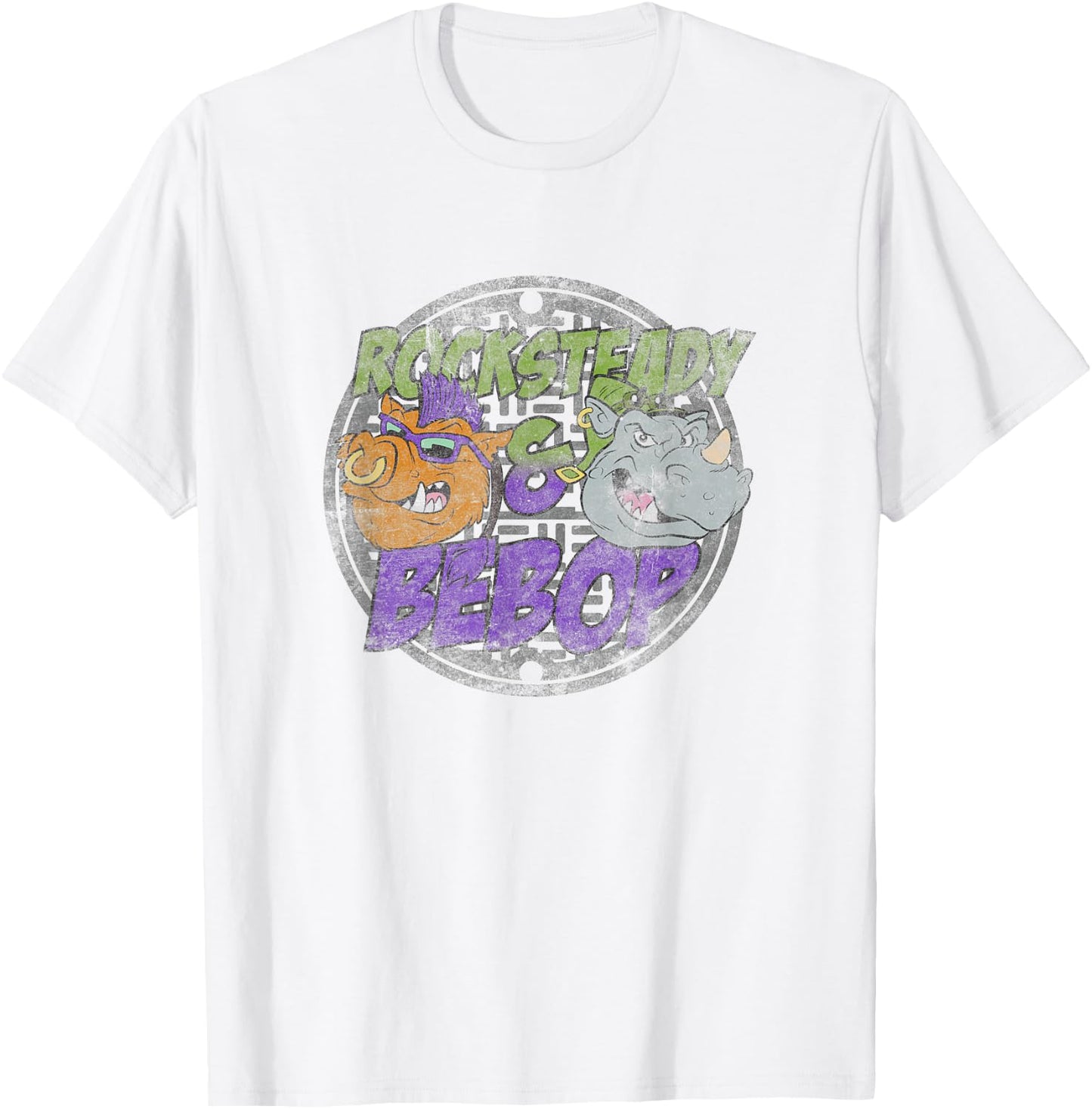 Teenage Mutant Ninja Turtles Rocksteady & Bebop Distressed T-Shirt - T-Shirt | White