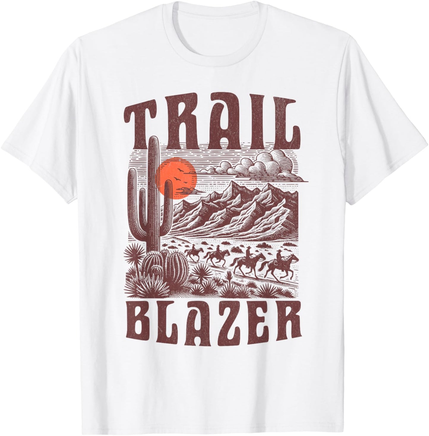 Vintage Western Neutral Horse Cowboy Cowgirl Trail Blazer T-Shirt - T-Shirt | White