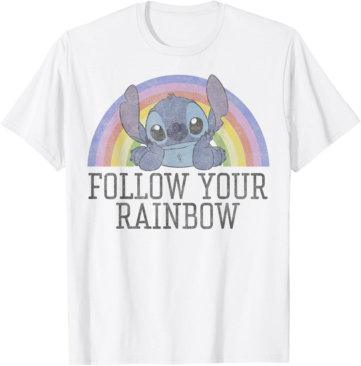 Disney Lilo & Stitch Follow Your Rainbow T-Shirt - T-Shirt | White