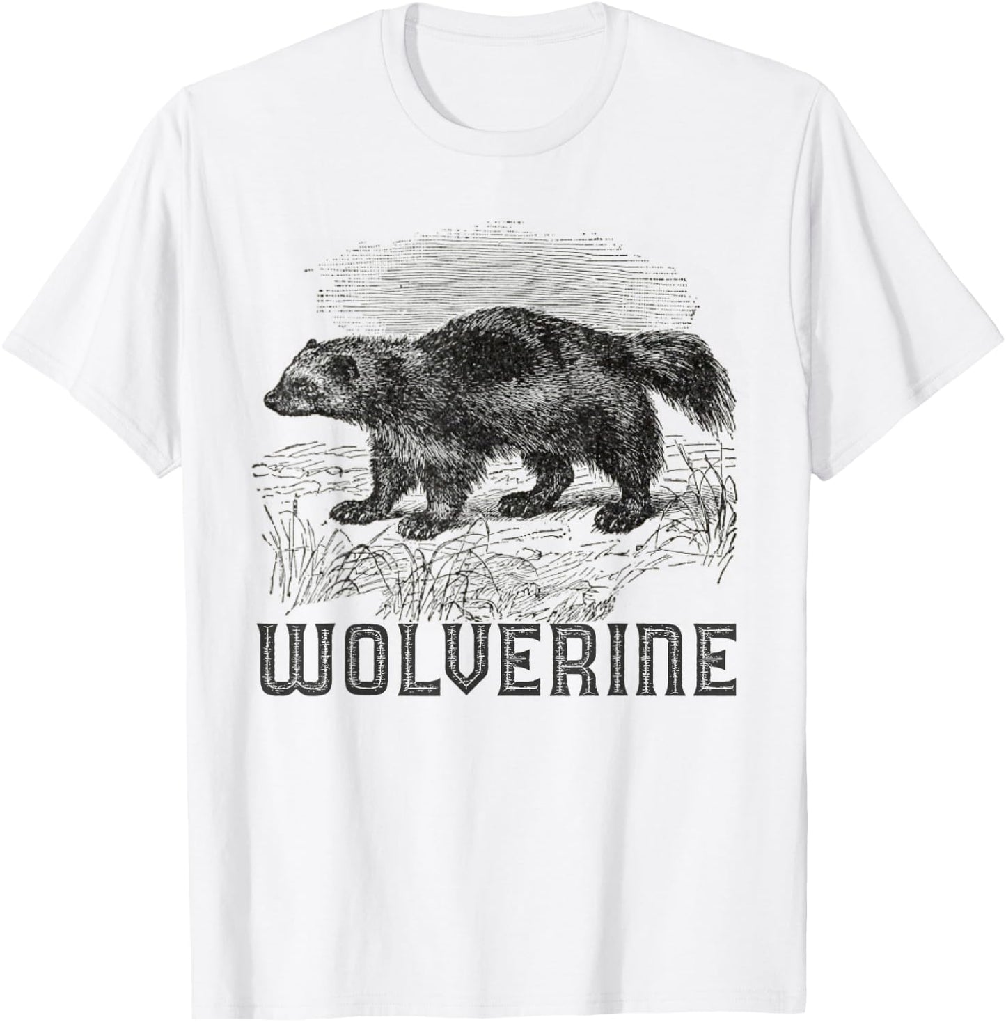 Wolverine Art Wild Animal Skunk Bear Mammal Habitat T-Shirt - T-Shirt | White