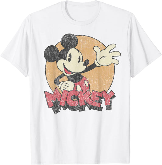 Disney Mickey and Friends Mickey Mouse Retro Distressed Small T-Shirt - T-Shirt | White