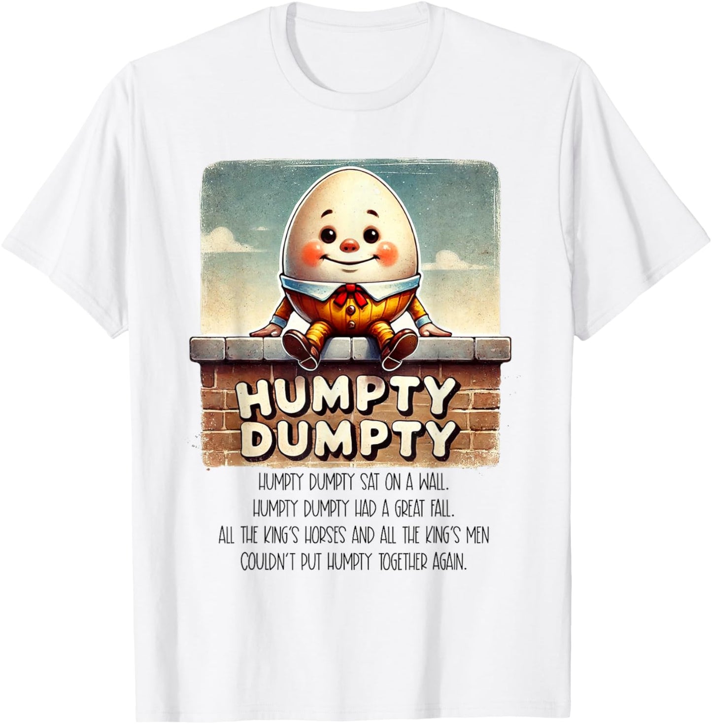 Humpty Dumpty Kids Nursery Rhyme Retro Humpty Dumpty Poem T-Shirt - T-Shirt | White