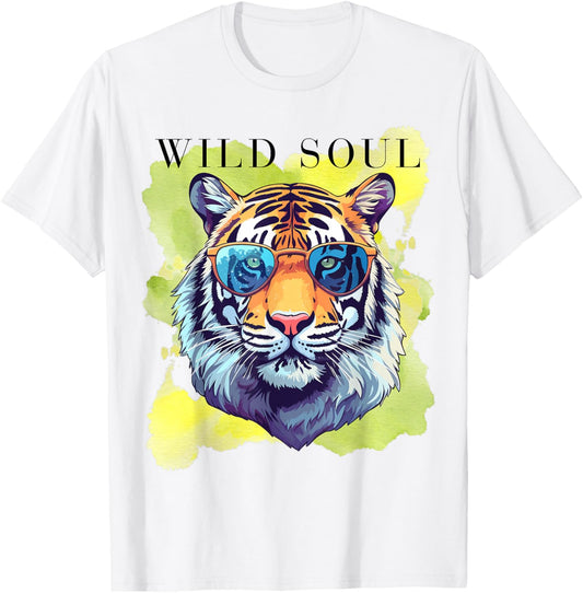 Wild Soul Watercolor Tiger Free Spirit Tiger Lover Design T-Shirt - T-Shirt | White