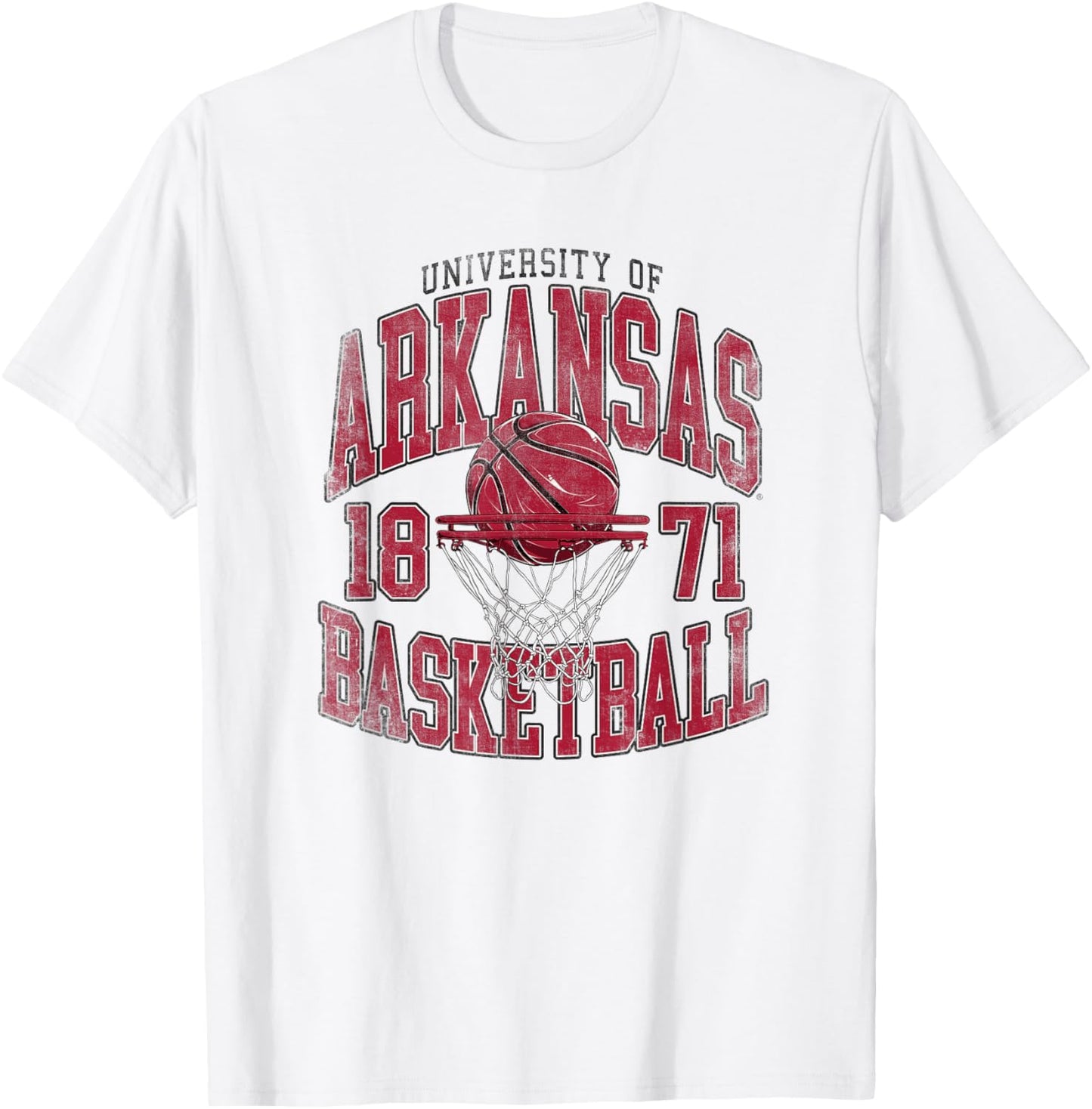 University of Arkansas Razorbacks Collegiate Basketball Hoop T-Shirt - T-Shirt | White
