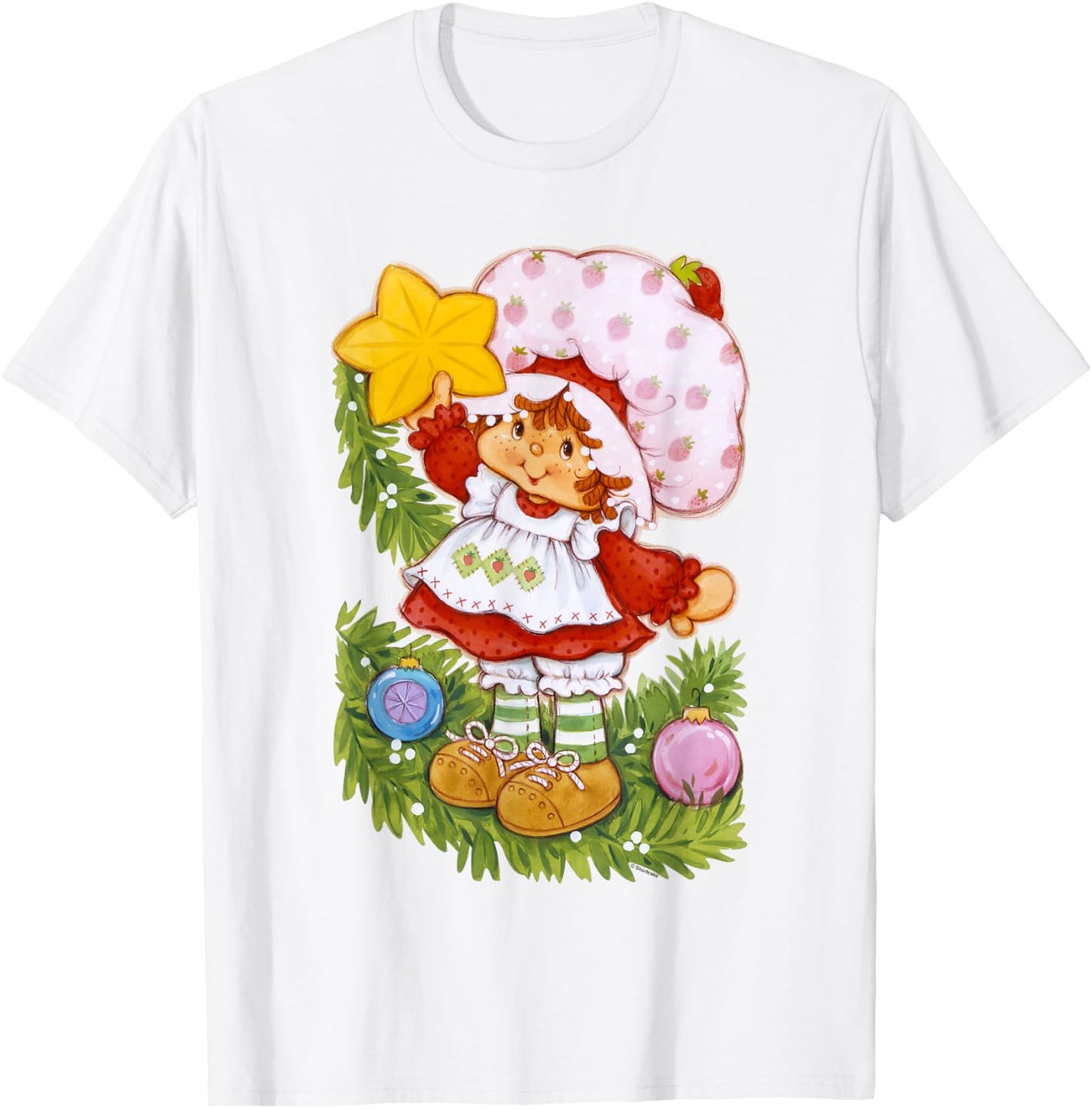 Strawberry Shortcake Christmas Cute Ornaments Chest Portrait T-Shirt - T-Shirt | White