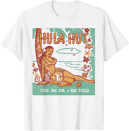 Hula Hut/Vintage Tiki Bar/Summer Vacation T-Shirt - T-Shirt | White