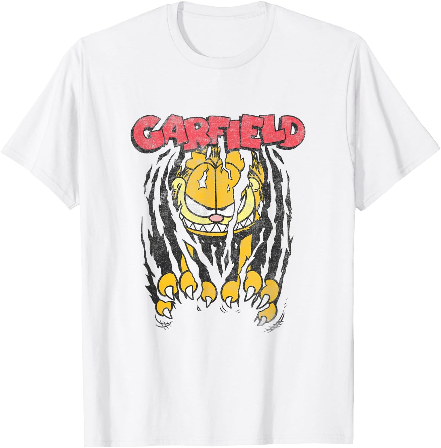 Garfield Vintage Classic Comic Cat Scratch Menacing Face T-Shirt - T-Shirt | White