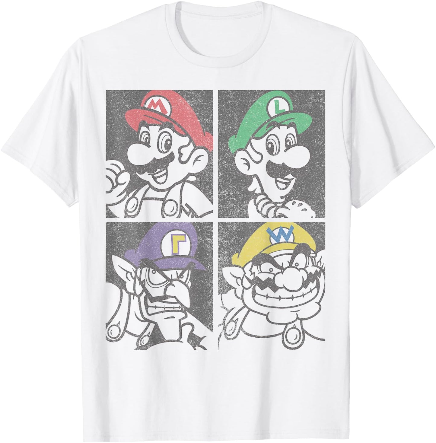 Super Mario Mario Luigi Wario Waluigi Box Up T-Shirt - T-Shirt | White