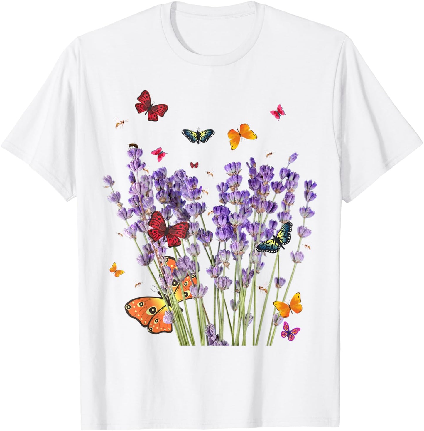 Beautiful Butterflies & Lavender . Vintage & Graphic. T-Shirt - T-Shirt | White