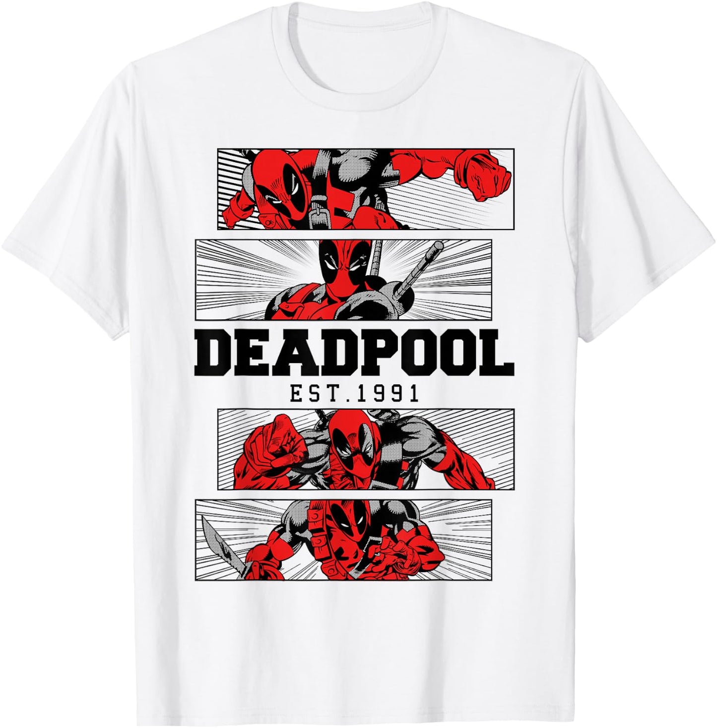 Marvel Deadpool 30th Est. 1991 Panels T-Shirt - T-Shirt | White