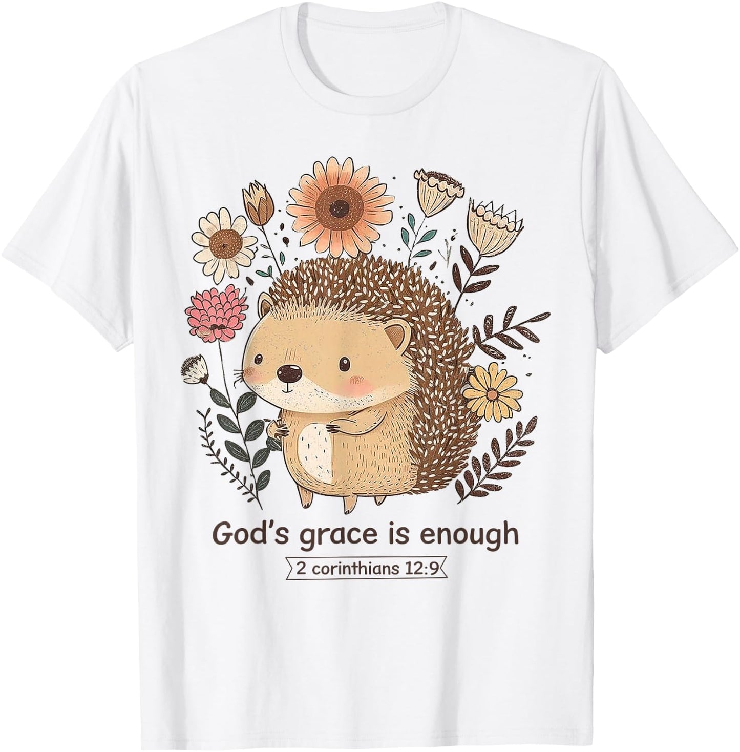 Hedgehog God's Grace Is Enough T-Shirt - T-Shirt | White