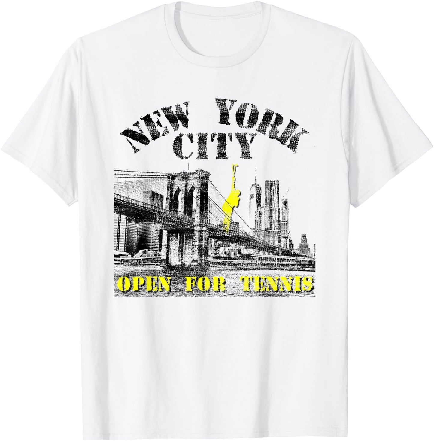 New York City Open for Tennis | Vintage Look | NYC Skyline T-Shirt - T-Shirt | White
