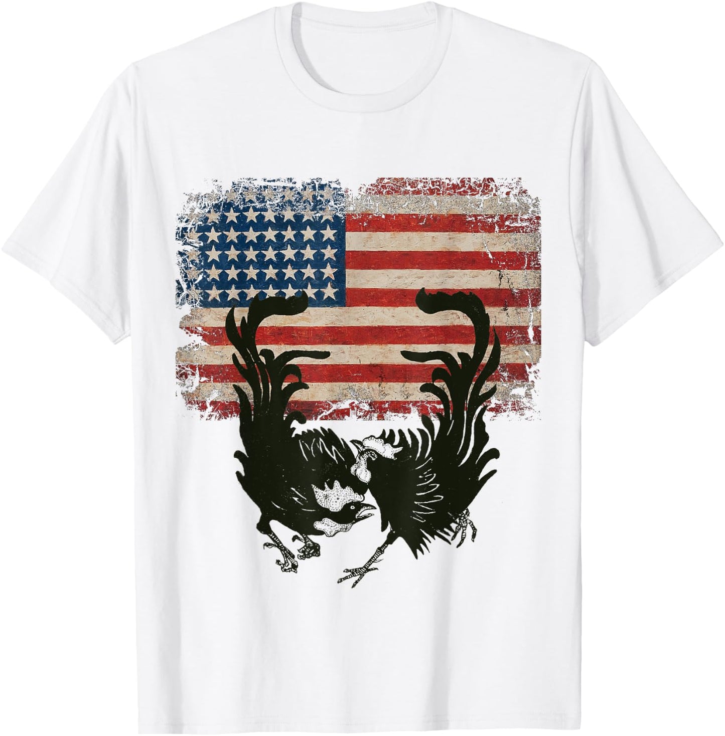 Vintage US Flag Fight Cock Fighting Game Fowl American flag Men T-Shirt - T-Shirt | White