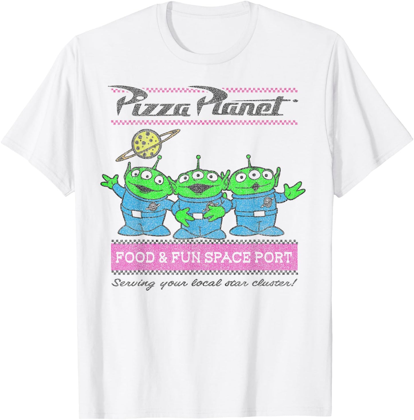 Disney Pixar Toy Story Aliens Pizza Planet Pastel Logo T-Shirt - T-Shirt | White