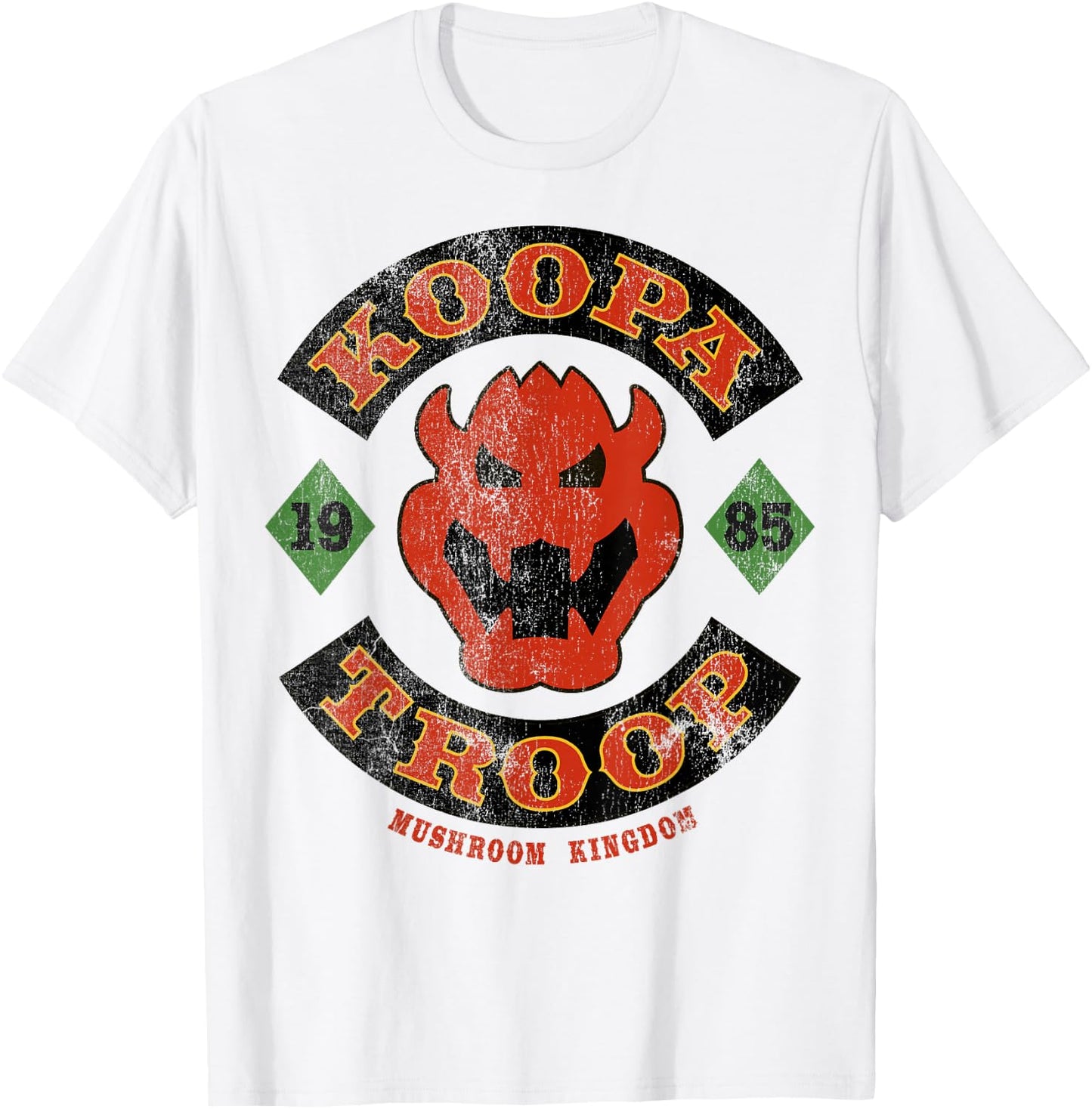 Super Mario Bros Bowser Koopa Troop Vintage Distressed T-Shirt - T-Shirt | White