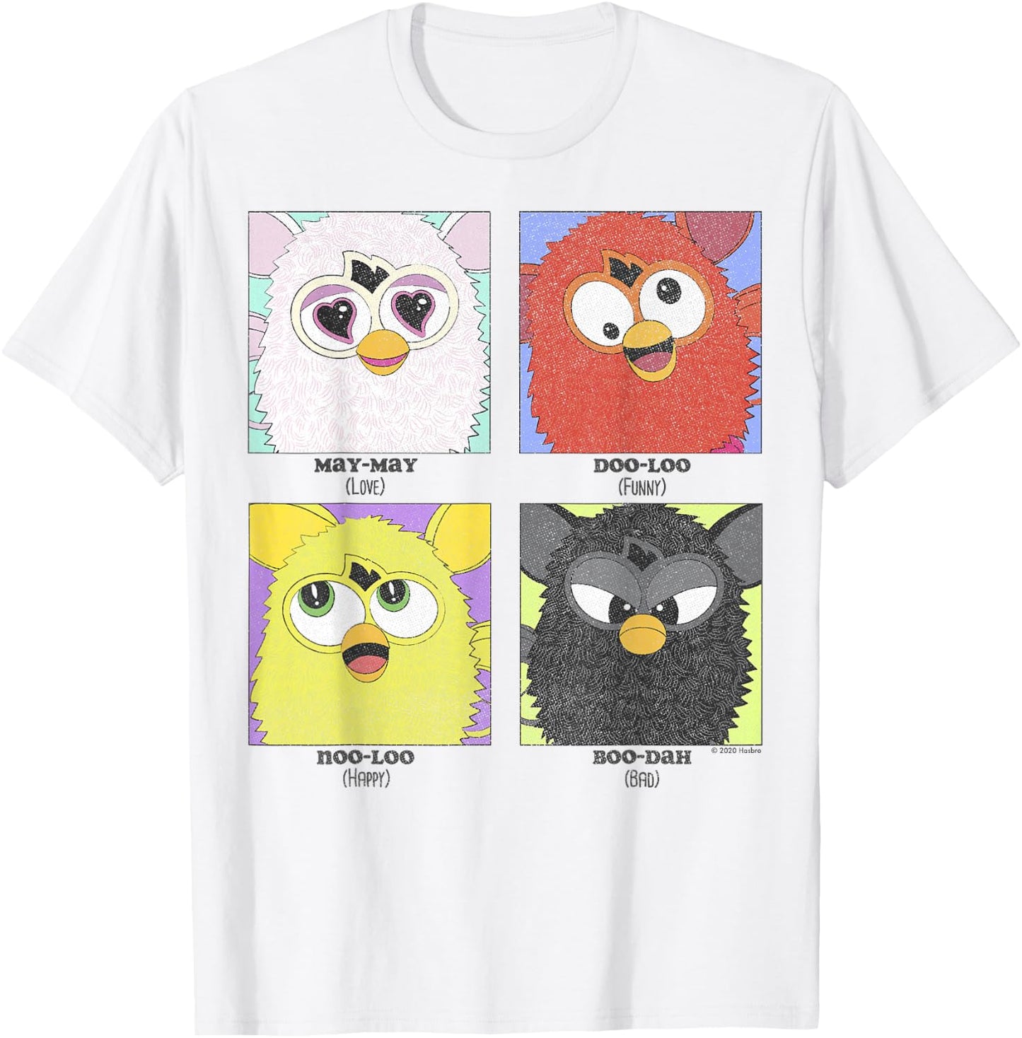 Furby Different Emotions Vintage Box Up T-Shirt - T-Shirt | White