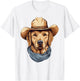 Golden Retriever Dog in Cowboy Hat Golden Retriever Lovers T-Shirt - T-Shirt | White