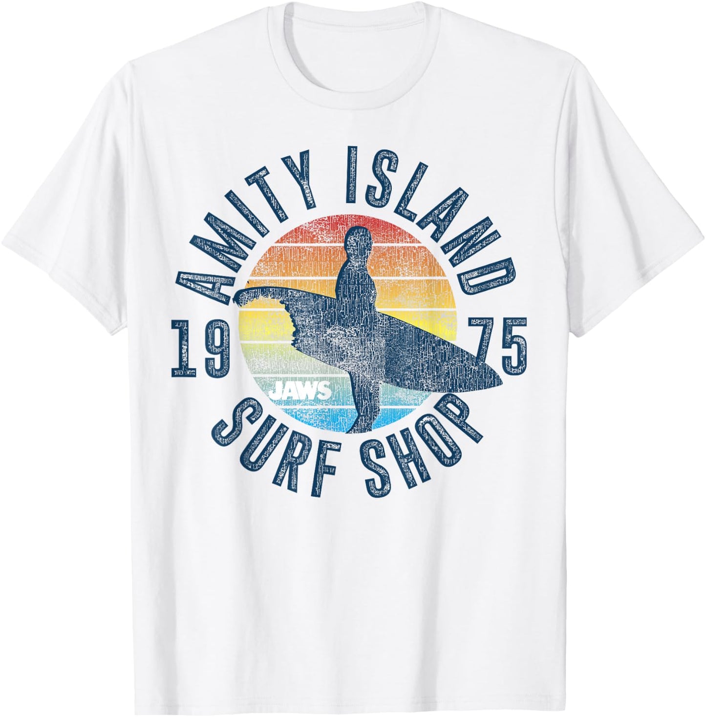 Jaws Amity Island Surf Shop 1975 Retro Logo T-Shirt - T-Shirt | White