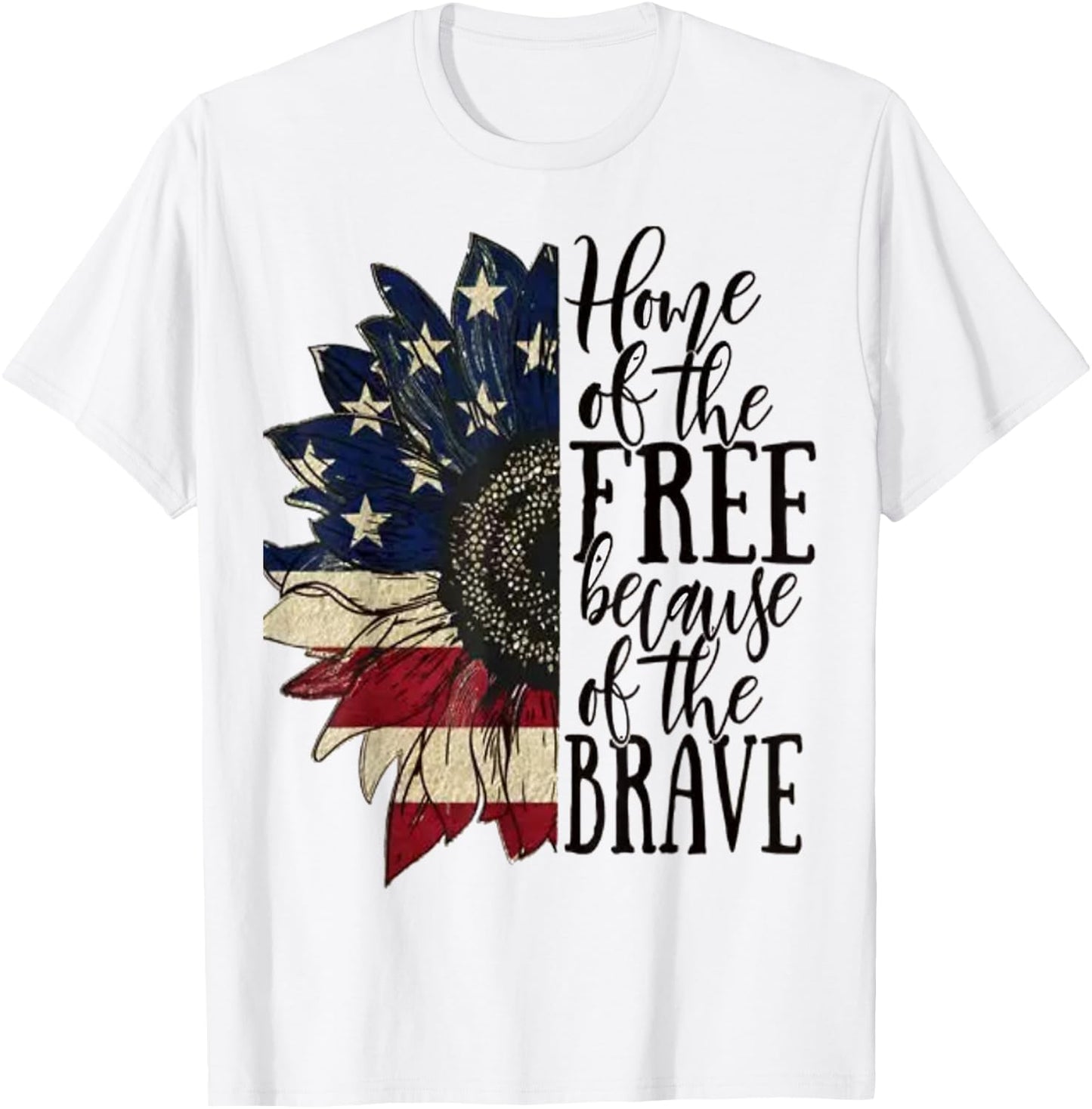 American Flag Patriot Home of The Free Because of The Brave T-Shirt - T-Shirt | White