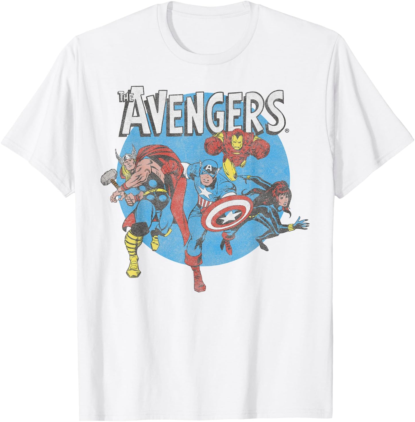 Marvel The Avengers Retro Group Shot Circle T-Shirt - T-Shirt | White