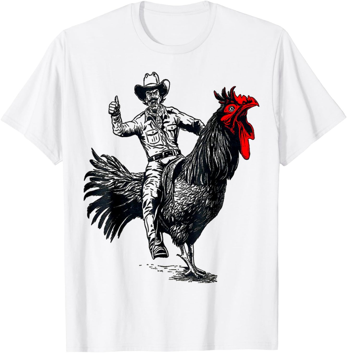 funny design Bachelorette Party cool Cowboy Riding Chicken T-Shirt - T-Shirt | White