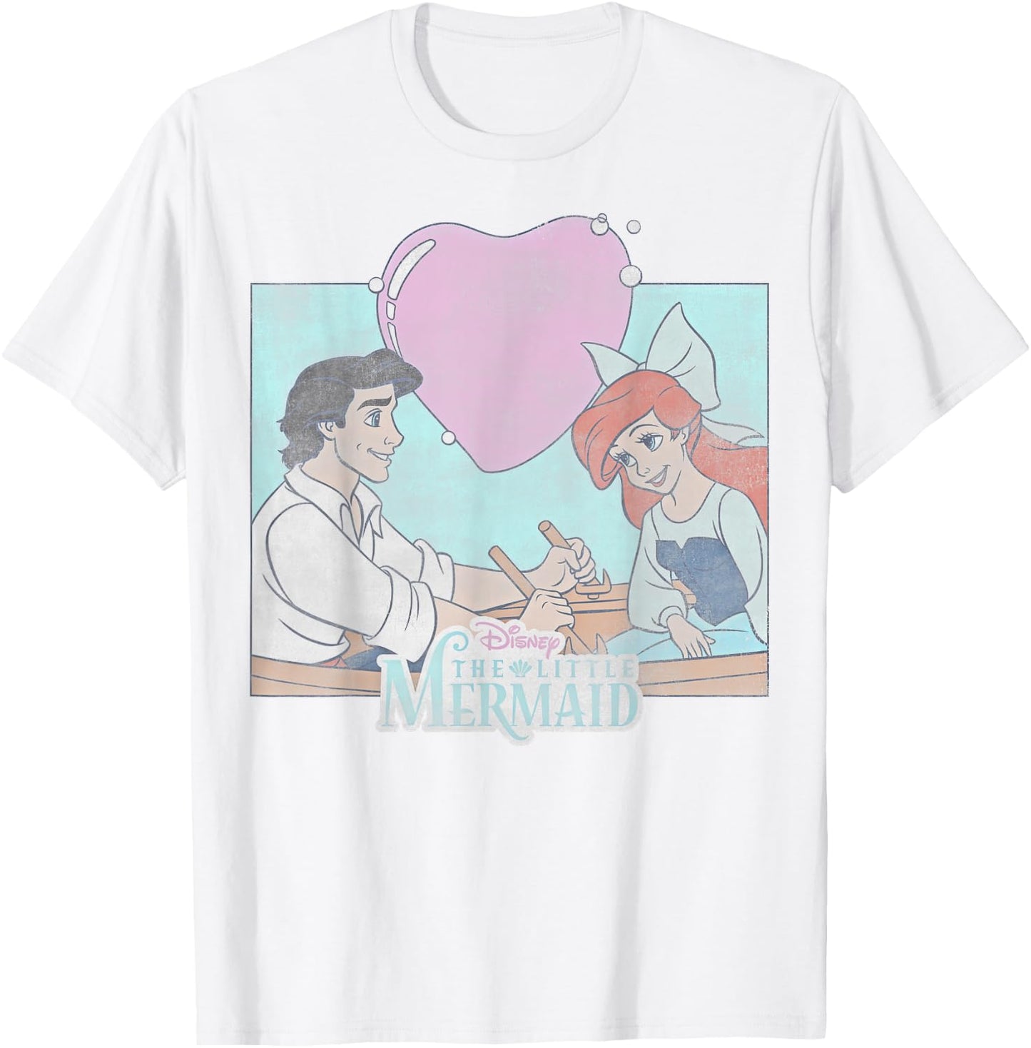 Disney The Little Mermaid Eric & Ariel Heart Portrait Small T-Shirt - T-Shirt | White