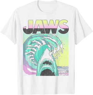 Jaws Retro Wave Poster T-Shirt - T-Shirt | White