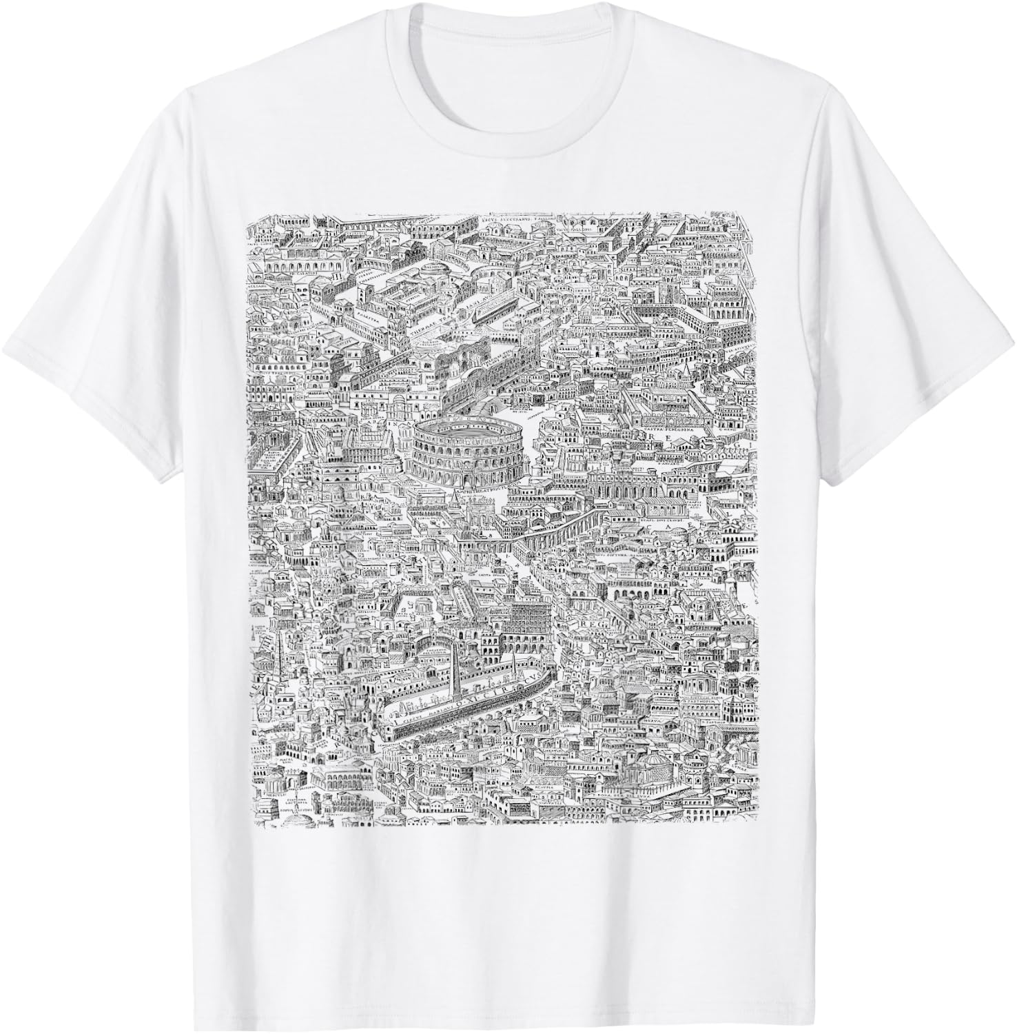 Old Rome Map Roads T-Shirt - T-Shirt | White
